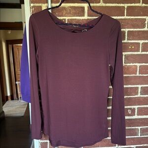 Athleta Maroon Long Sleeve Blouse